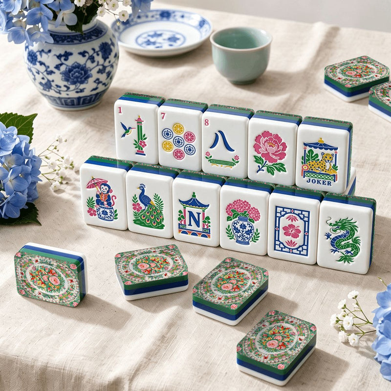 Splash Of Mahj And Color Co. Famille Rose Chinoiserie Chic — Green & Blue