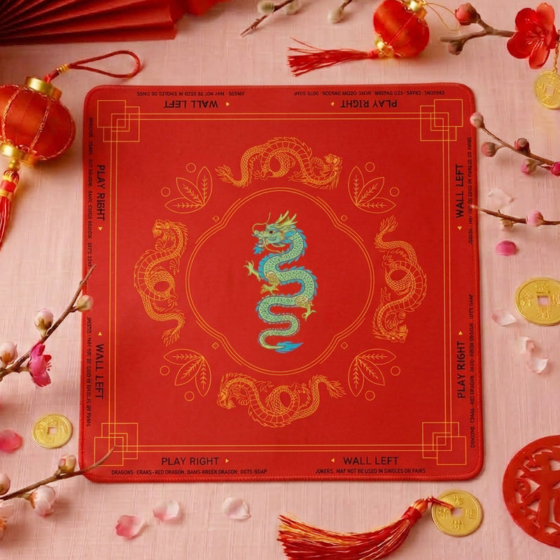 Mad About Mahj Classic Bold Flower Rolled Neoprene Mat with Storage Tube — Vibrant Red